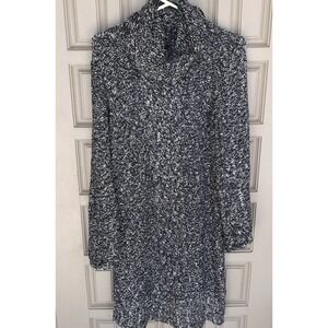 Sweater Dress SzL Long Sleeves Cowl Blk/Gray Knee Length